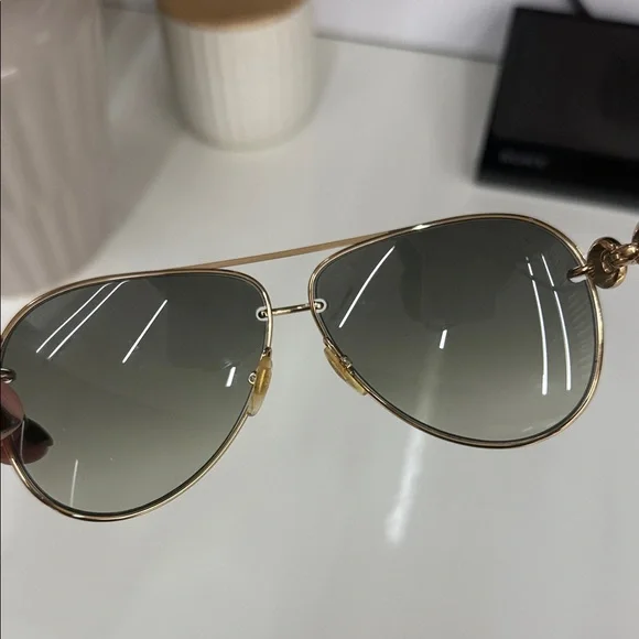 Gucci Gold and Black Chain Sunglasses